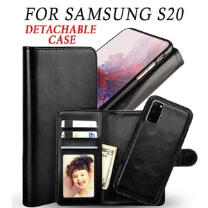 Custodia portafoglio nera staccabile in pelle PU per Samsung Galaxy S20 e S20 Plus - Foto 1 di 1