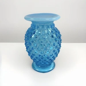 Vintage blaue Ombré Hobnail Glas kleine Blumenknospe Vase - Bild 1 von 8