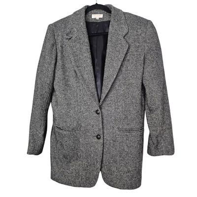 复古 Brooks Brothers 女式 10 羊毛人字形粗花呢西装外套 2 按钮经典 — 第 1/4 张图片