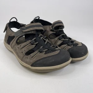 Clarks Wave Walk Herren grau/schwarz Leder Freizeit Komfort Sport Sandalen Gr. 11 M - Bild 1 von 12