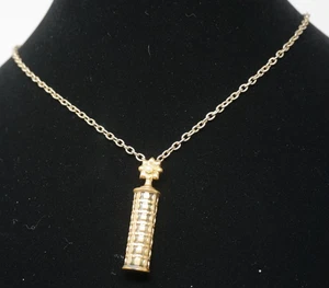 Antique Victorian Vintage Perfume Scent Poison Bottle Brass Glass Flower Pendant - Picture 1 of 8