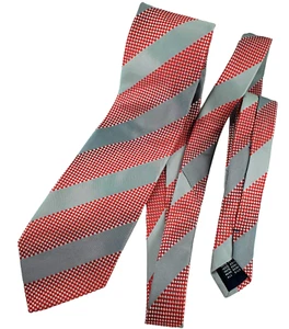Mens Sergio Alvajee Silk Tie Red Striped Woven Necktie Made In Italy 160 Cm Vg - Foto 1 di 11