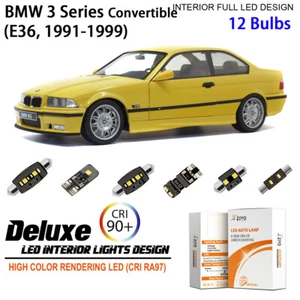 12 LED Light Bulbs White Interior Light Kit for BMW 3 Series Convertible E36 - Picture 1 of 9