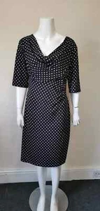 Vestido ajustado elástico manchado negro conectado talla 16 para mujer #C9D# - Imagen 1 de 12