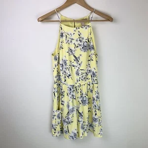 Forever 21 Romper Floreale Piccole Tasche Giallo Grigio Senza Maniche Estate Primavera - Foto 1 di 8