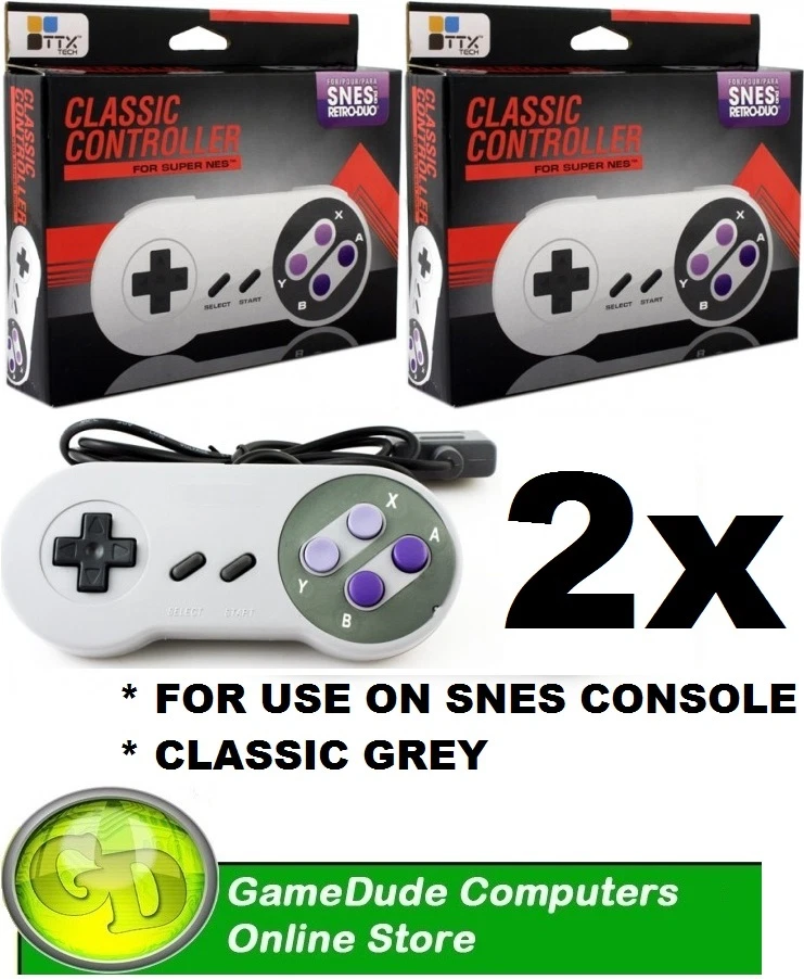 2x TTX Tech SNES/Super Famicom Classic Controller Grey MODEL: NXSNES-002- [F03 - Image 1 of 1