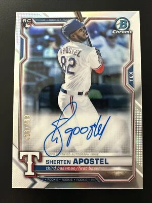 2021 Bowman Chrome #BCRA-SA Refractor RC Auto # 438/499 Texas Rangers On Card - Image 1 of 2