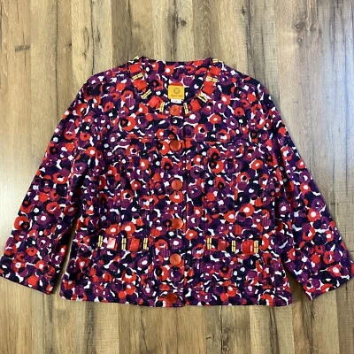 Chaqueta Blazer Vintage Talla 14 Se Ajusta Como M Cuentas Púrpura Rojo Botón Frontal Corta Foto 1 de 4