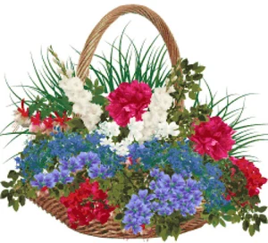 Korb mit Frühlingsblumen Blumenstrauß gezählt Kreuzstichmuster Pixelkunst - Bild 1 von 4
