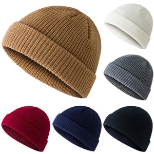 Men Women Unisex Beanie Hat Warmers Winter Small Mini Fishermen Kers Cap New/ - Picture 1 of 16