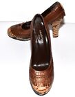 Isabella Fiore Astound Brown Stud Fringe Leather Pumps 7M Italy Msrp $325