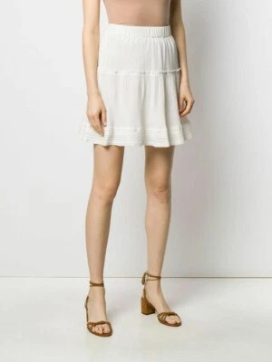 Isabel Marant Pleated Hem Crepon A Line Mini Skirt Ruffle Ivory New Medium M - Image 1 of 2