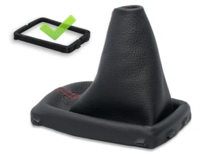 PARA VOLVO V60 XC60 S60 II FUNDA PALANCA DE CAMBIOS CUERO COSTURAS ROJO + MARCO - Imagen 1 de 5