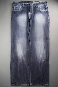 Pantalones de mezclilla para hombre Marc Ecko corte costura calce ajustado puntada gruesa talla 34x30 (MSR 35x30) - Imagen 1 de 7