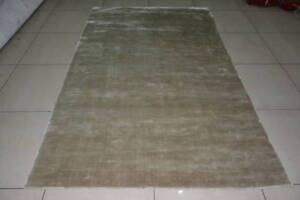 Hand Woven Knotted Soft Tencel Lyocell Silk Stain-proof Carpet Area Rug Silver