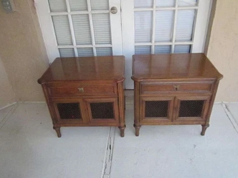 Vintage Nightstand French Louis XVI Dark Tone Walnut From The 1980s By Henredon Cover