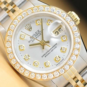 LADIES ROLEX DATEJUST QUICKSET 18K YELLOW GOLD 1.00 CT DIAMOND BEZEL WATCH - Picture 1 of 8
