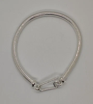 BRACCIALE SNAKE SERPENTE ARGENTO 700 UOMO TIBETANO CODA DI TOPO INDIA CM 19.5 S3 - Immagine 1 di 4