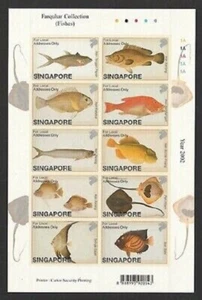 Singapore 2002 The William Farquhar Collection Fishes self adhesive sheet mnh - Imagen 1 de 2