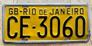 BRAZIL GB RIO DE JANEIRO AUTO PASSENGER LICENSE PLATE " CE 3060 " GUANABARO - Picture 1 of 1