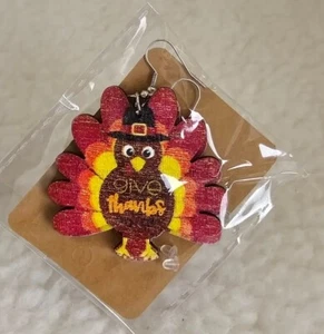8 Pair Earrings Thanksgiving Wooden Pumpkin Turkey Latte Sunflower New - Picture 1 of 9