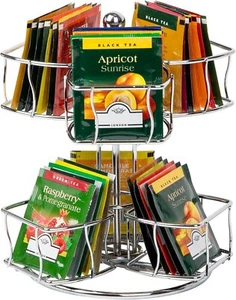 Tea Bag Carousel, Tea Station Organizer, Countertop Storage, Kitchen, Metal, ... - Picture 1 of 10