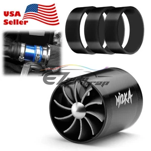 Mi2KA Turbine Air Intake Fuel Gas Saver Double Fan System Turbo 2.5"-3.0" Black - Picture 1 of 7
