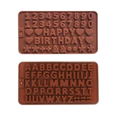 2pc Happy Birthday Alphabet Letters Numbers Silicone Chocolate Mould Cake Decor - Image 1 of 4