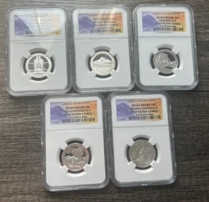 2010 S NATIONAL PARK SILVER QUARTER 5 COIN SET NGC PF69 - Picture 1 of 2