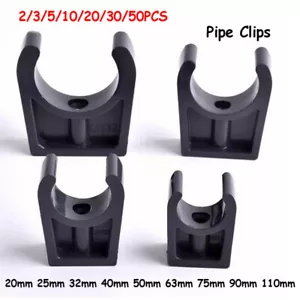 Clip per tubi in PVC clip per tubi aperti a forma di U 20 mm 25 mm - 110 mm morsetto per tubi fissi nero - Foto 1 di 17