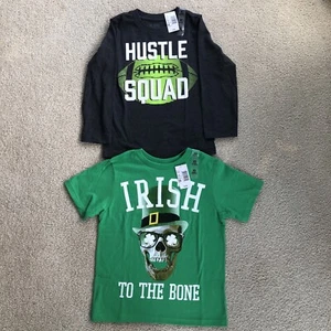 The Childrens Place Boys Lot 2 XS T4 New Tags Short & Long Sleeve Irish Football - Picture 1 of 5