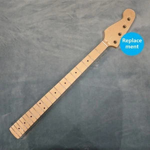 Left Hand Maple Electric J Bass Guitar Neck 20 Fret Black Dot Inlay Clear Glossy - Picture 1 of 10