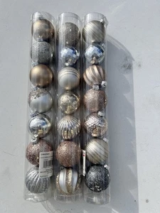 ASHLAND Christmas Shatterproof Ornaments SET OF (3) 7 Pc Set 1.5" Muticolor New - Picture 1 of 4