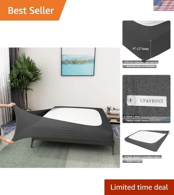 Cubierta de resorte de caja súper elástica en talla king - sensación de camiseta, falda gris de fácil cuidado Foto 1 de 4