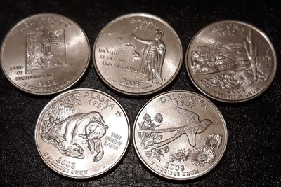 2008 D "State" Set 5 Quarters Coin Circulated - Image 1 of 2