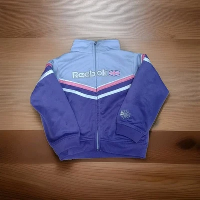 Chaqueta Reebok Vintage Niñas Rosa Morado Brillante Talla 4T Logo Foto 1 de 4