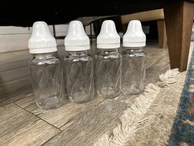 (Lote de 4) Biberón Evenflo Vidrio Transparente 4oz/125ml Hecho en México De Colección Foto 1 de 4