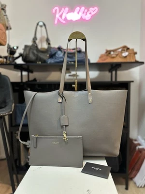Yves Saint Laurent Sac Shopping Grey Leather Tote  - Image 1 of 4