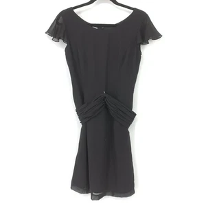 Due Per Due Dress Veste Women's Size 4 Flutter Short Sleeve Mini Black Belted - Picture 1 of 6