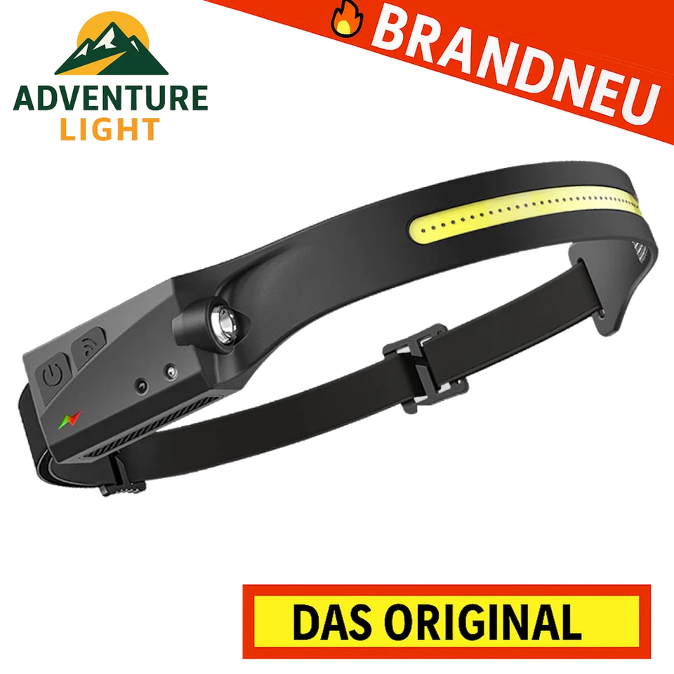MARKENLOS ADVENTURE LIGHT™ Linterna frontal LED Lámpara de cabeza Recargable Sensor de movimiento Batería