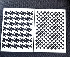 2pcs Geometric pattern brand stencils airbrush texture DIY paint high detailed - Picture 1 of 7
