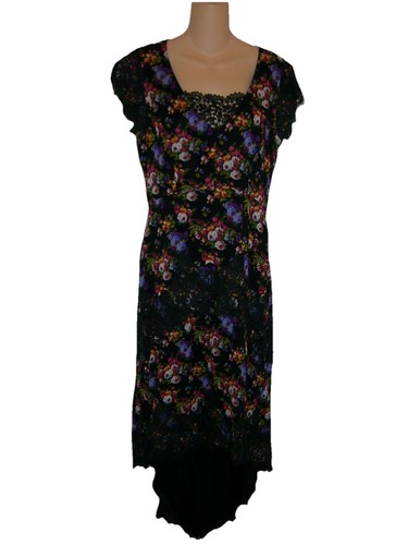 Abito da cocktail asimmetrico MOSCHINO stile fenicottero stampa floreale e pizzo IT44