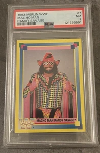 1993 Merlin WWF Card #7 | Macho Man Randy Savage | PSA 7 | Pop 1 | 0 superiore - Foto 1 di 2