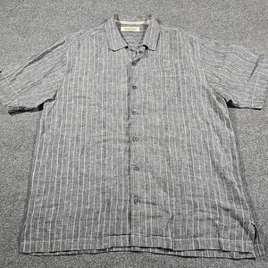 Camisa Tommy Bahama Para Hombre Grande Gris 100% Lino Manga Corta Abotonada Hawaiana - Imagen 1 de 13