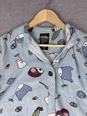 Studio Ghibli My Neighbor Totoro Food Button Up Shirt Women's S missing buttons - Image 1 of 4