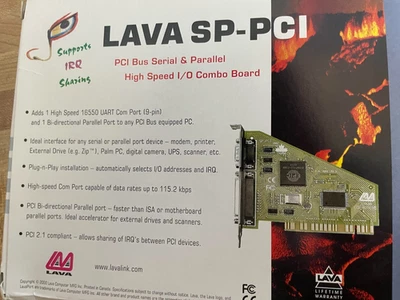 Lava SP-PCI  Bus Serial and Parallel Port combo w/ 16550 UART Com port board NOS - Image 1 of 3