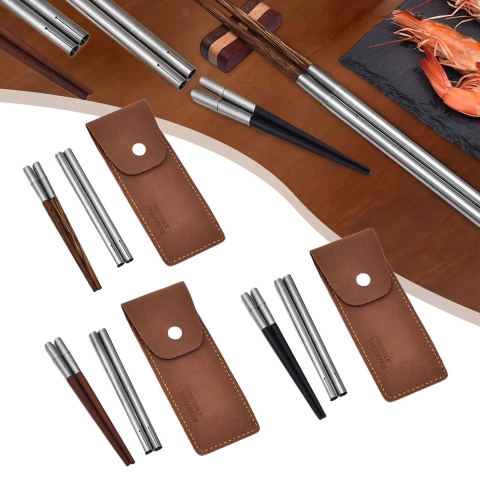 Bacchette Da Viaggio in Legno Utensili Smontabili Posate Da Campeggio Stoviglie - Immagine 1 di 1