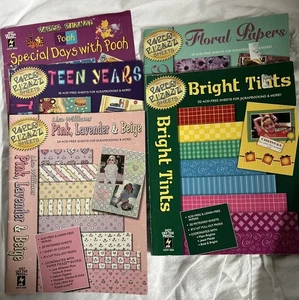 Variety Of 5 Scrapbook Paper Book -Lettering Bright Teen Pooh Pink Shades - Picture 1 of 6