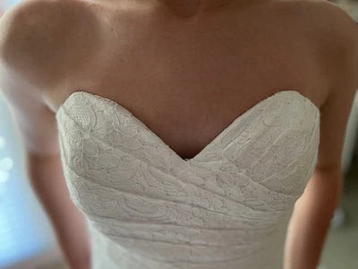 Bridal Wedding Dress White Lace Sheath / Mermaid Lace Up Corset Back READ MORE - Image 1 of 4