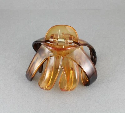 clear Brown octopus hair clip big oval spider barrette plastic claw jaw clamp - Image 1 of 4